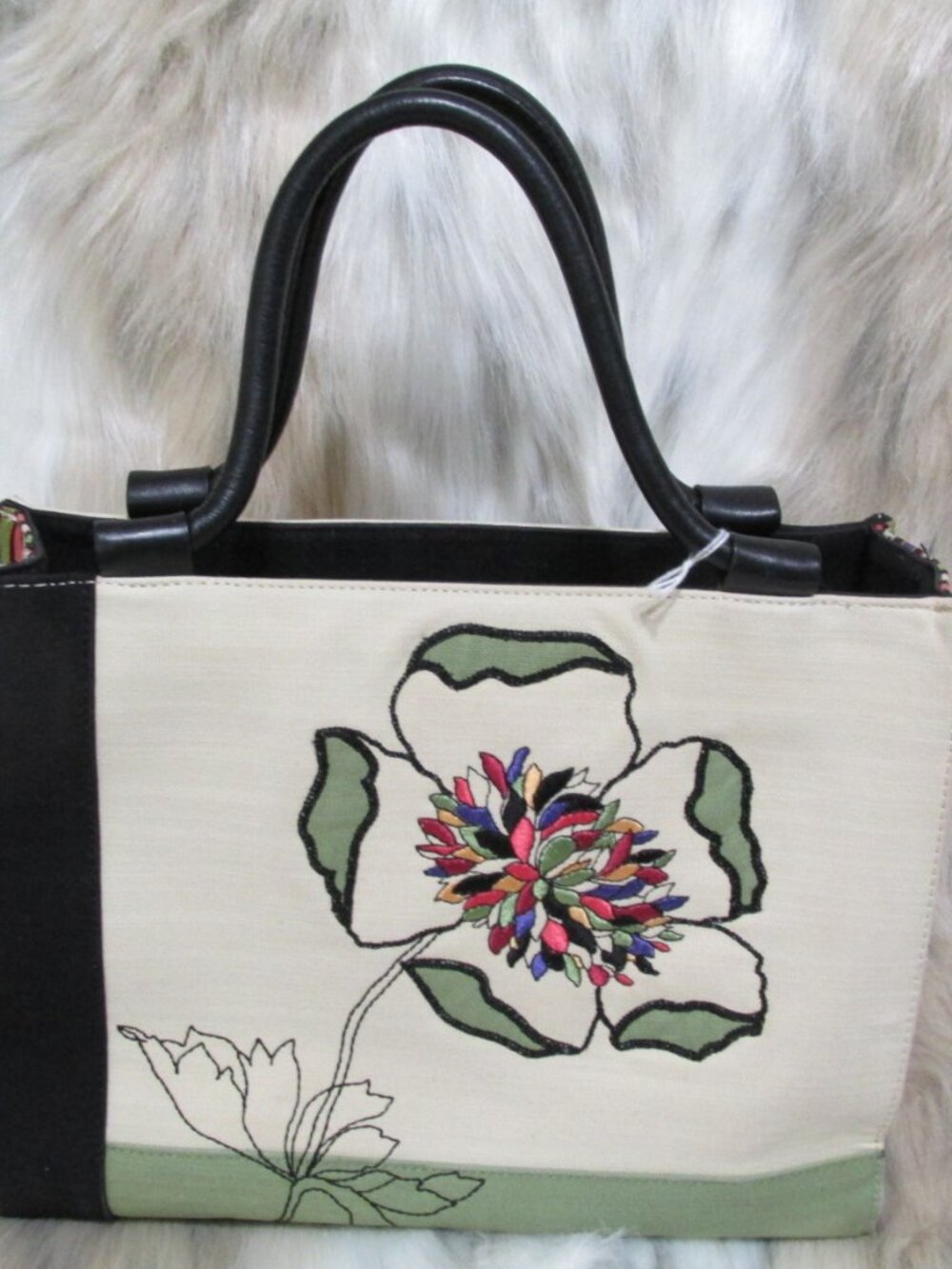 P2956-NWOT Talbots Embroidered Floral Multicolor Satchel Bag
